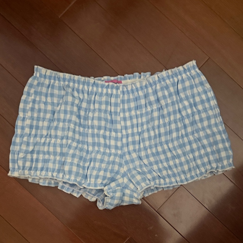 Blue and White Gingham Shorts